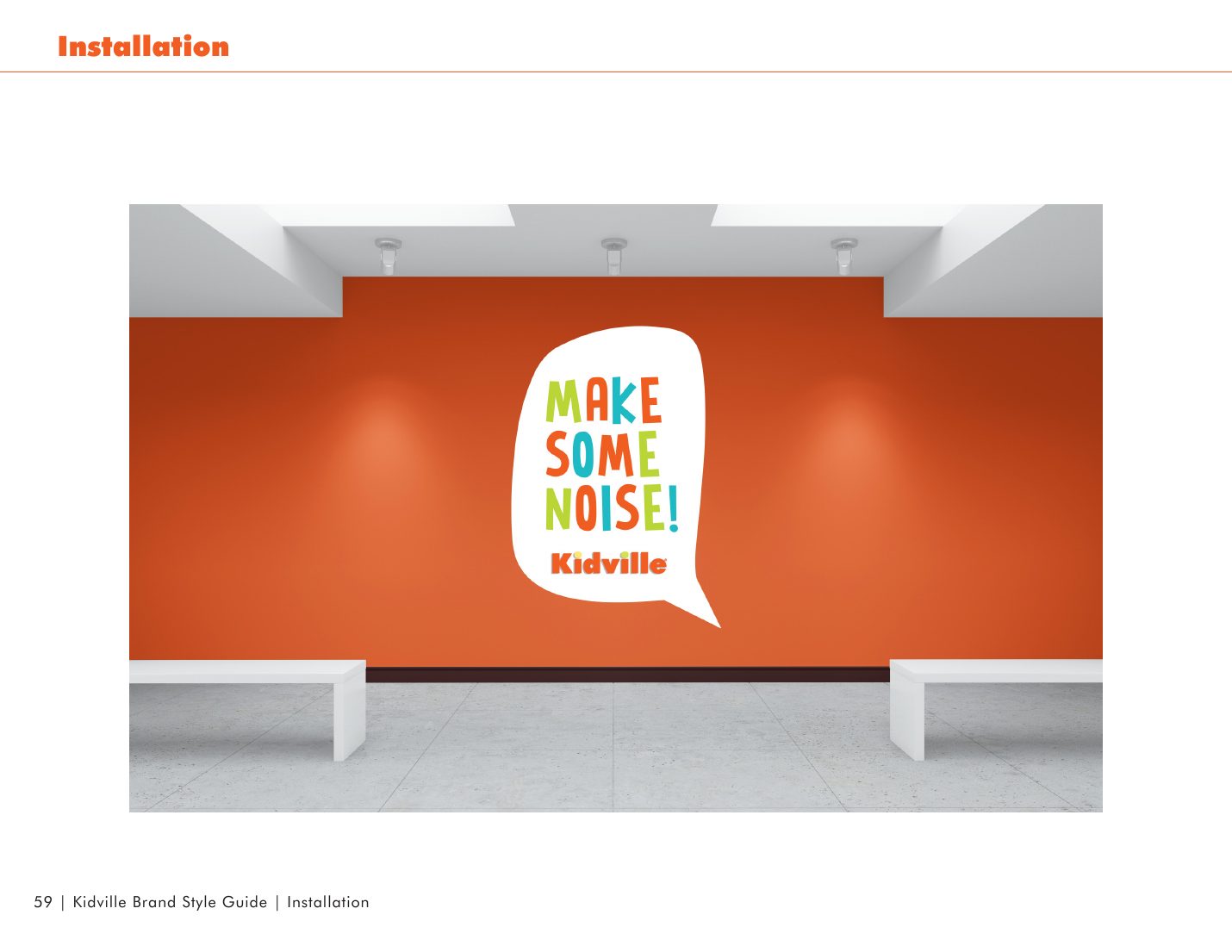 Kidville Brand Book page 59: In-store installation: “Make some noise!”