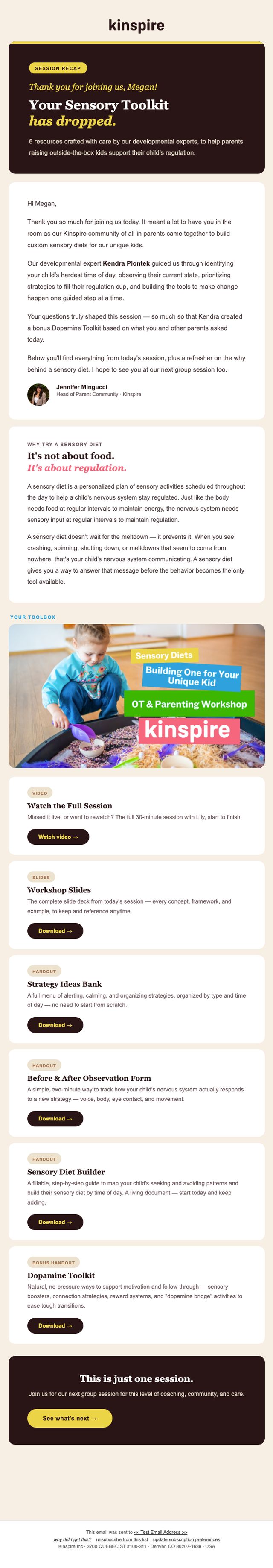Kinspire post-event toolkit email