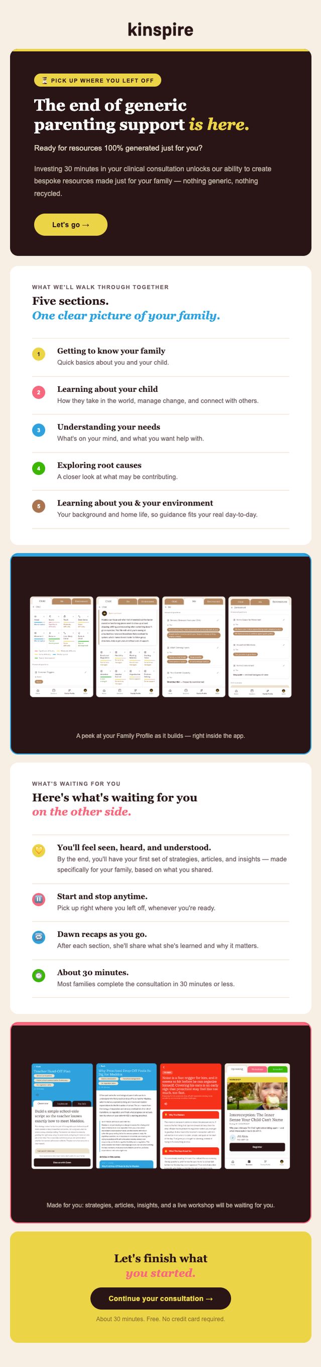 Kinspire complete your consultation email
