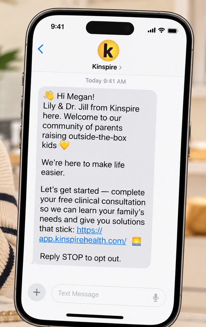 Kinspire free membership welcome text message