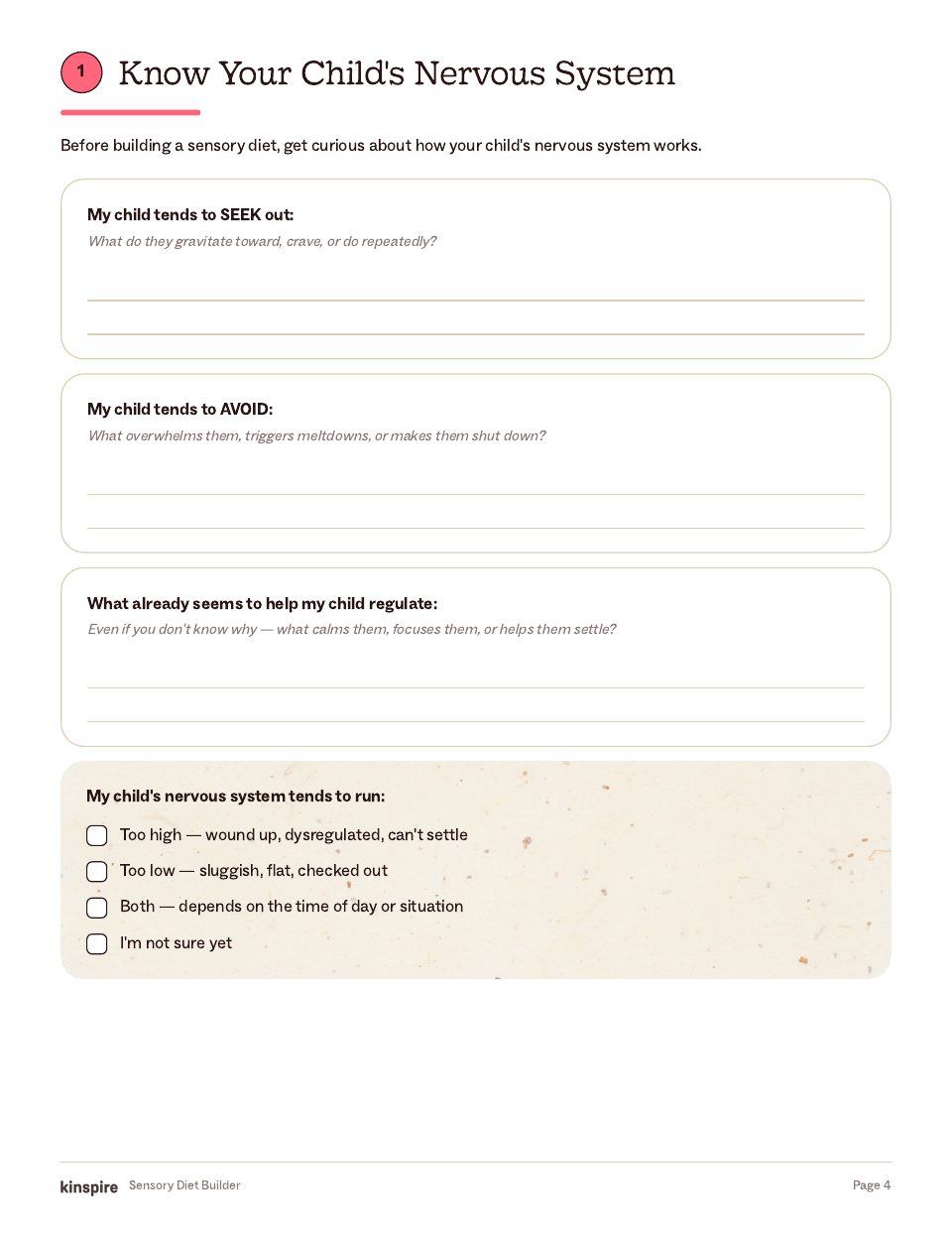 My Child’s Sensory Diet page 4