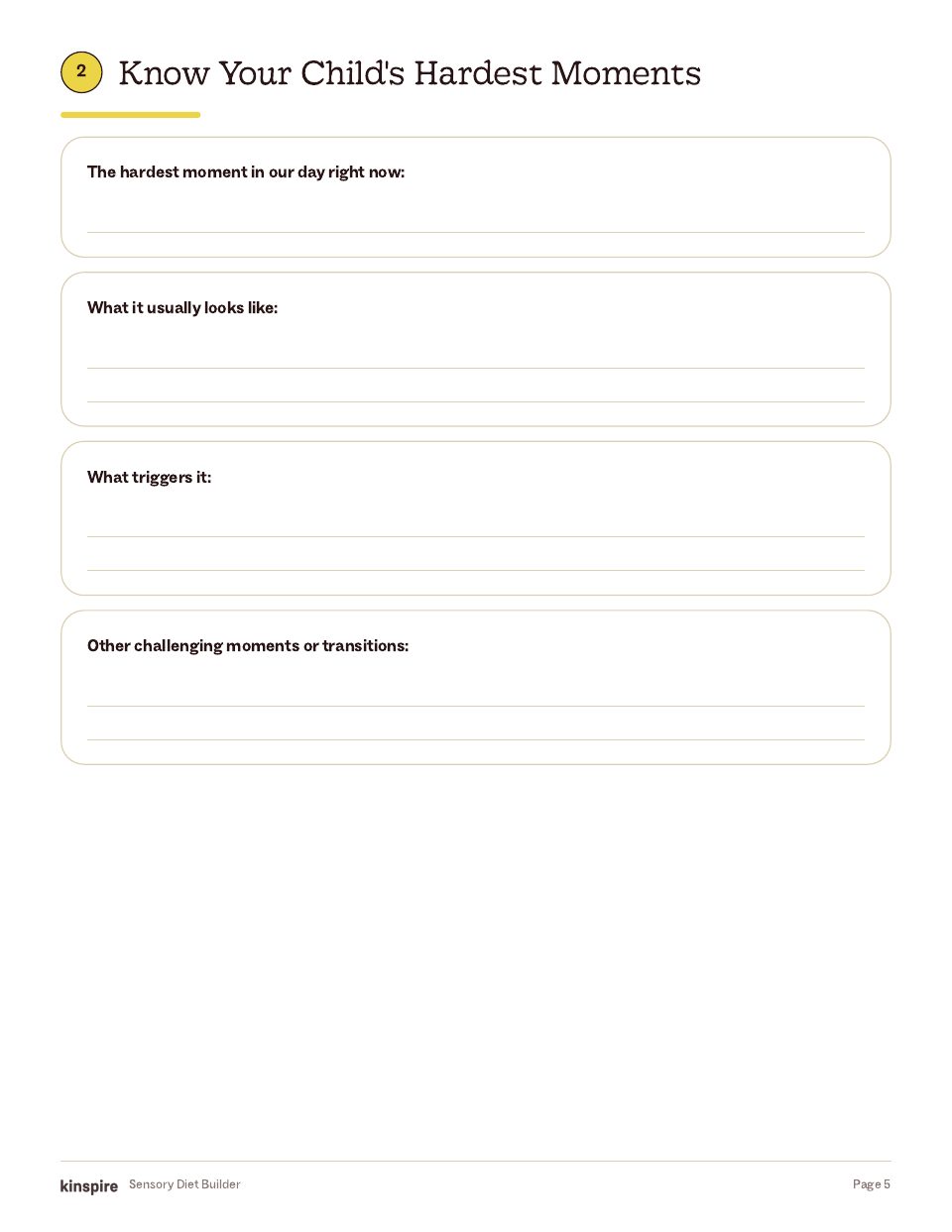 My Child’s Sensory Diet page 5
