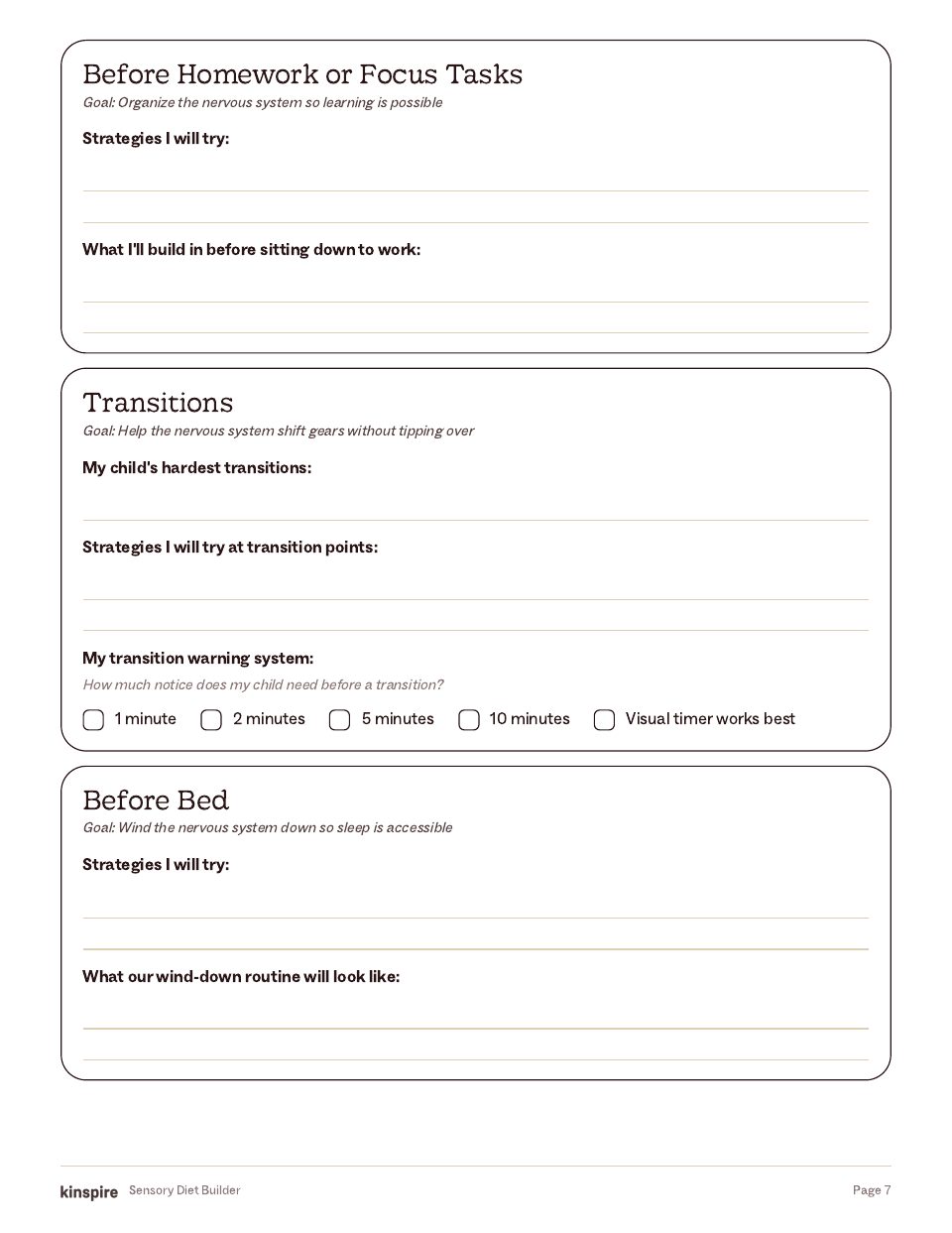My Child’s Sensory Diet page 7