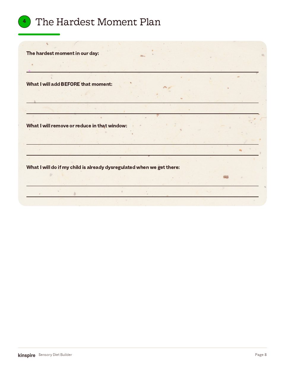 My Child’s Sensory Diet page 8