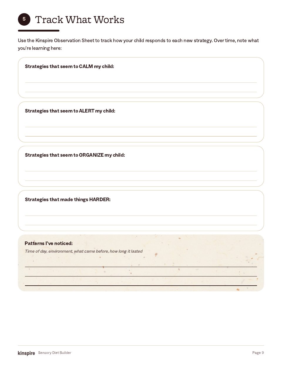 My Child’s Sensory Diet page 9