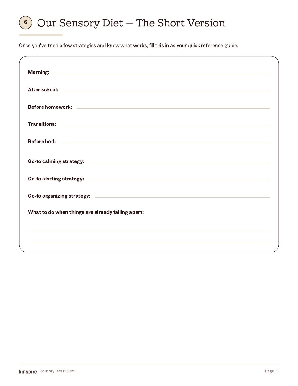 My Child’s Sensory Diet page 10
