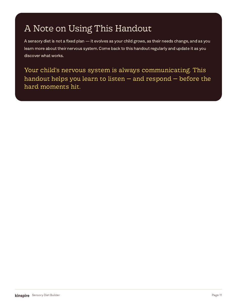 My Child’s Sensory Diet page 11