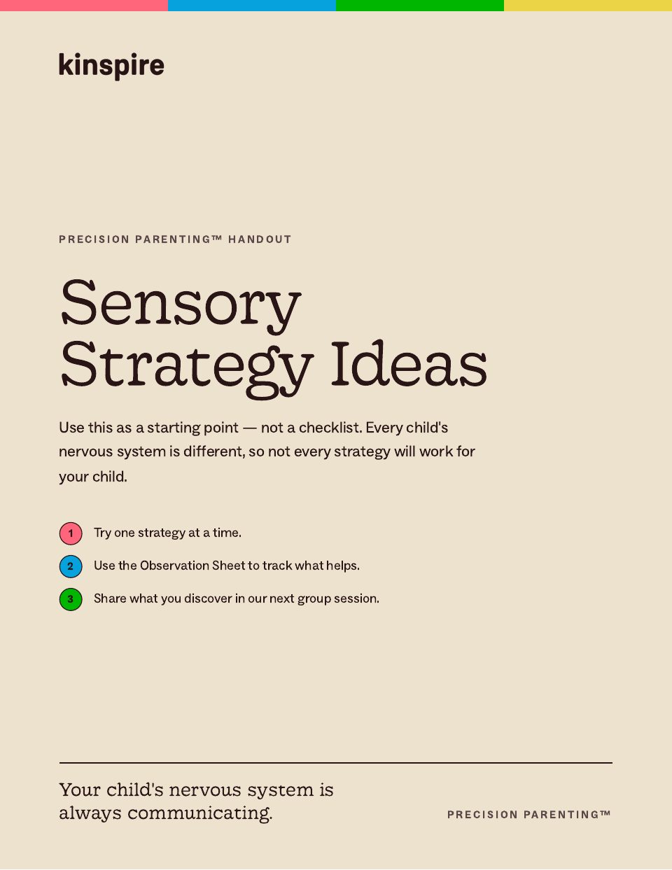 Sensory Strategy Ideas page 1
