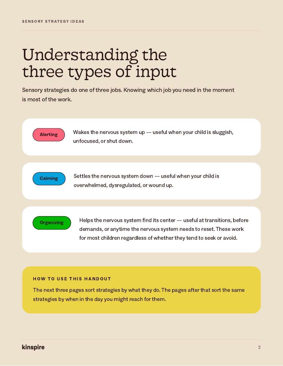 Sensory Strategy Ideas page 2