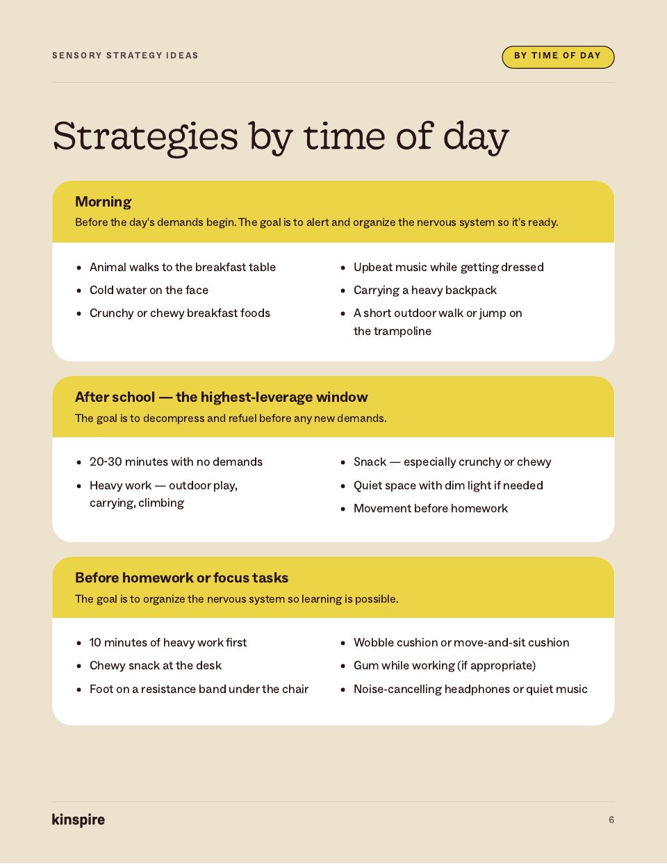 Sensory Strategy Ideas page 6