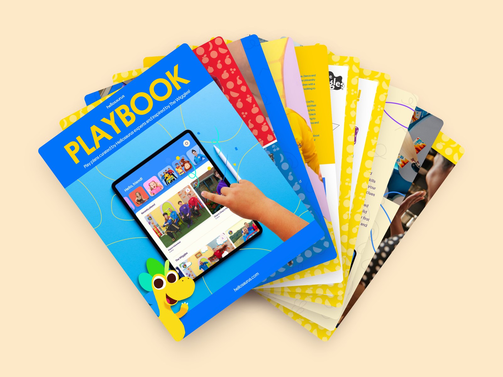 The Hellosaurus Playbook inspired by The Wiggles, pages fanned out