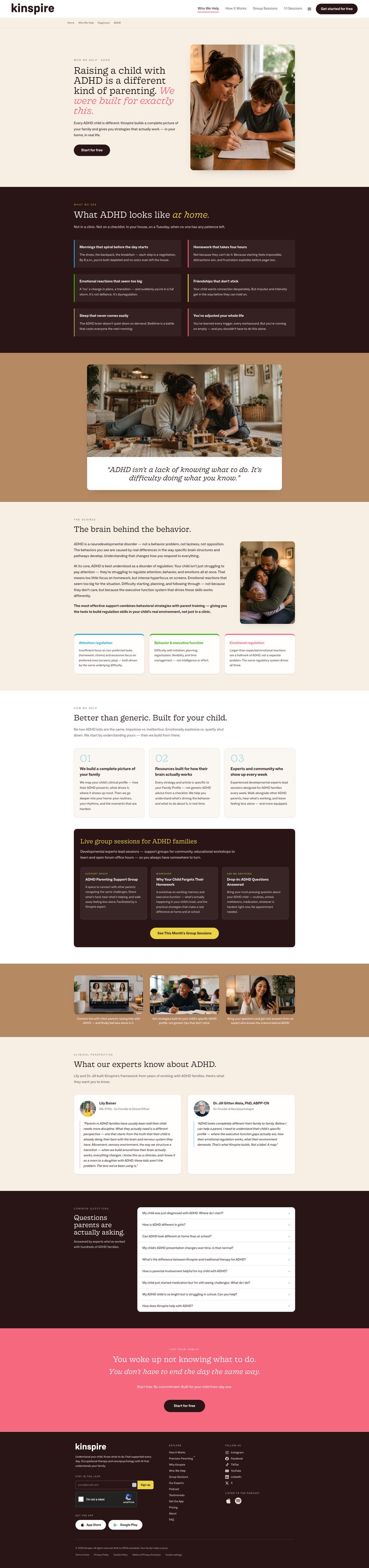Kinspire ADHD condition page